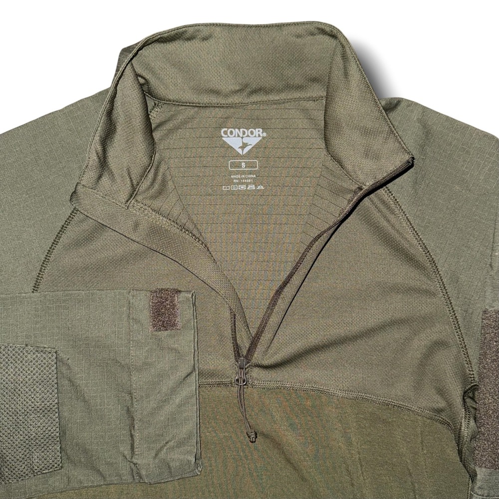 Condor Mens Small Olive Drab Green Tactical Quarter Zip Combat Shirt Ripstop S